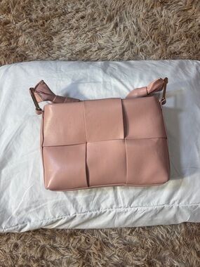 Urban Expressions Pink Woven-Panel Shoulder Bag